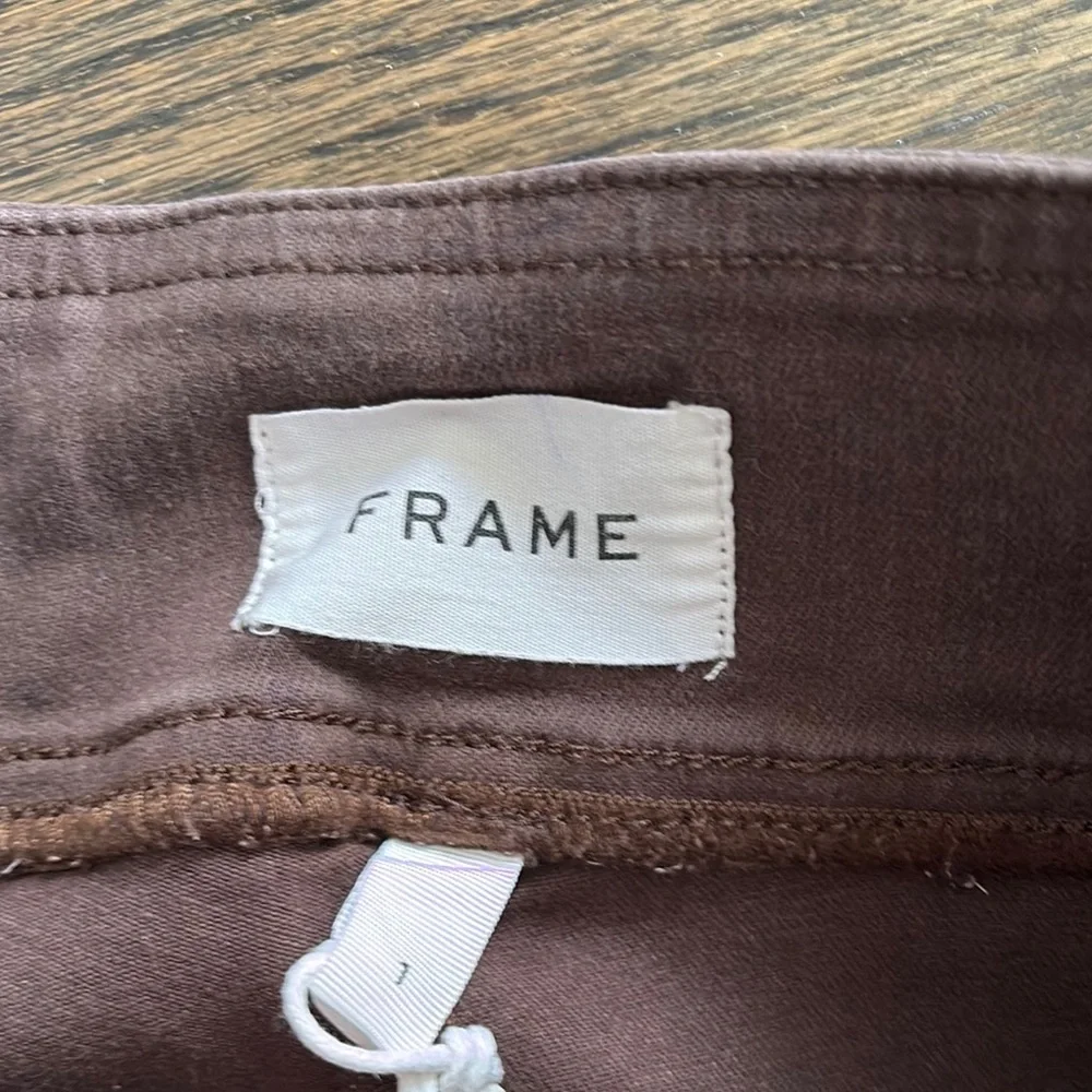 NWT- Sleek Brown Cropped Flared Mini Boot Jeans by FRAME- size 1 - Picture 5 of 7